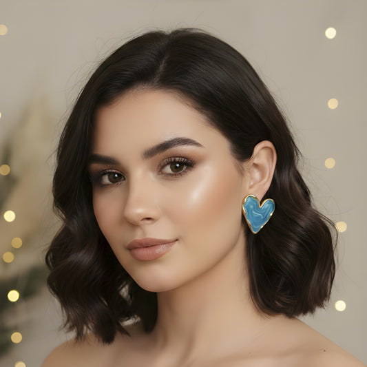 Azure Wave Heart Earrings